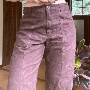 Old Navy High-Rise Barrel Leg Pants in Burgundy